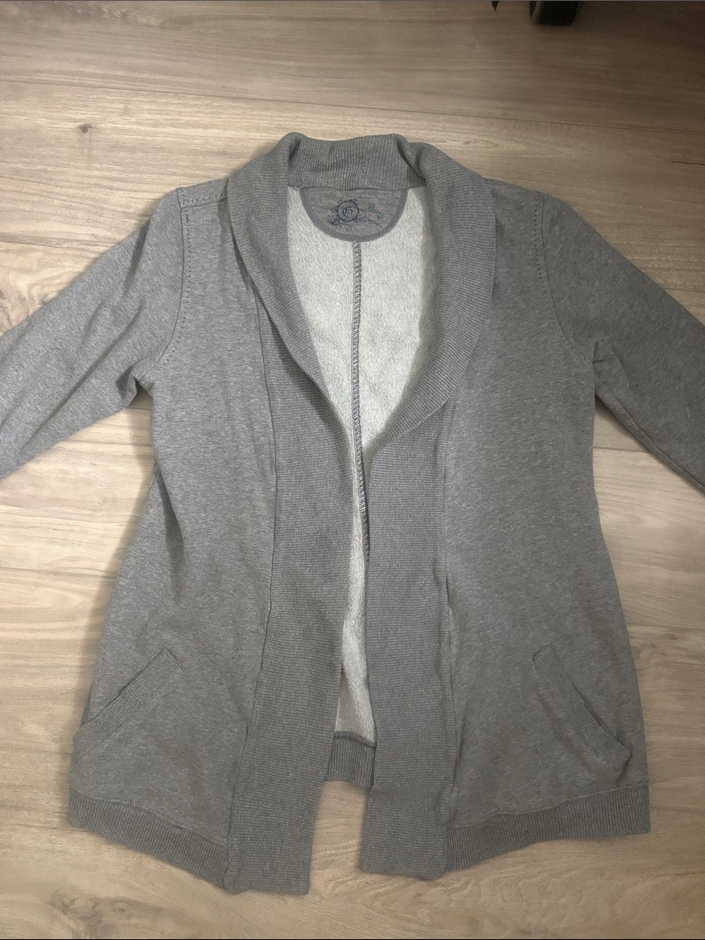 GAP Light Gray Shawl Collar Open Front Cardigan